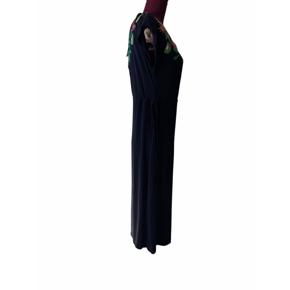 Boden Maxi Midi Dress Embroidered Short Sleeve Navy 4 - Picture 10 of 12